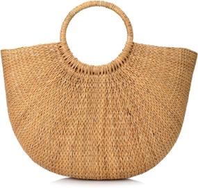 img 4 attached to Rattan Purses Handmade Top Handle Handbags Women's Handbags & Wallets : Top-Handle Bags