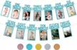 blue first birthday photo banner for boys - partyhooman monthly milestones garland with frame, perfect decorations for newborn to 12 months celebration, pre-strung for easy setup logo