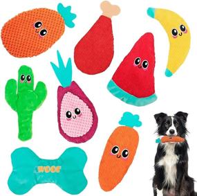 img 4 attached to Tough Durable Dog Chew Toys For Aggressive Chewer Large Breed - 8 Packs AWOOF Dog Toys No Stuffing, Crinkle & Interactive Teething Puppy Doggie Toys