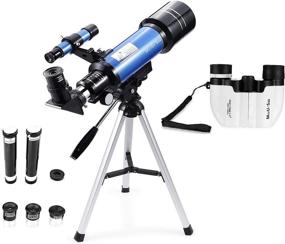 img 4 attached to MaxUSee Beginner Telescope And Binoculars Set: 70Mm Refractor Telescope With 8X21 HD Compact Binoculars For Kids, Astronomy, Bird Watching, And Sightseeing.