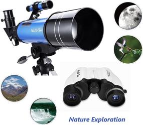 img 2 attached to MaxUSee Beginner Telescope And Binoculars Set: 70Mm Refractor Telescope With 8X21 HD Compact Binoculars For Kids, Astronomy, Bird Watching, And Sightseeing.