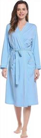 img 4 attached to Stay Comfortable All Day With Women'S Lightweight Cotton Kimono Bathrobe