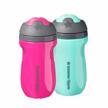 spill-proof insulated sippee cups for toddlers - pack of 2, 9oz, bpa-free with playful pink and mint designs - ideal water bottles for kids above 12 months logo