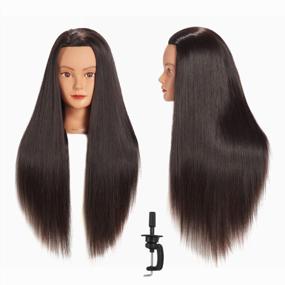 img 4 attached to Get Professional With Hairginkgo Mannequin Head For Hairdresser Training & Practice: 26"-28" Super Long Synthetic Fiber Hair With Clamp & Styling Capabilities