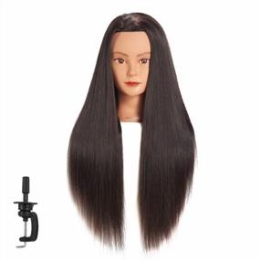 img 3 attached to Get Professional With Hairginkgo Mannequin Head For Hairdresser Training & Practice: 26"-28" Super Long Synthetic Fiber Hair With Clamp & Styling Capabilities