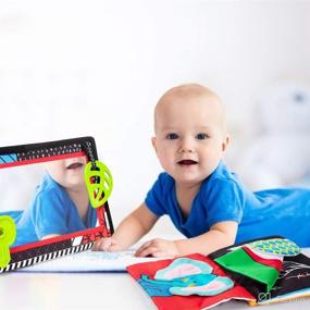 img 2 attached to 👶 teytoy Tummy Time Floor Mirror, Crinkle Cloth Book, Teethers - High Contrast Black and White Baby Toys: Developmental Montessori Sensory Crawling Toy for Newborns, Infants, Toddlers (0-6 Months) - Perfect Gift