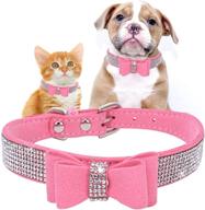 🐱 teemerryca pink bling diamond pet collars with bow - breakaway safety cat collar | sparkly rhinestone christmas decorative necklace логотип