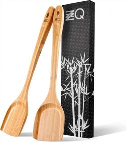 img 4 attached to Обновите свою кулинарную игру с набором бамбуковых лопаток ZZQ - идеально подходит для посуды с антипригарным покрытием - упаковка из 2