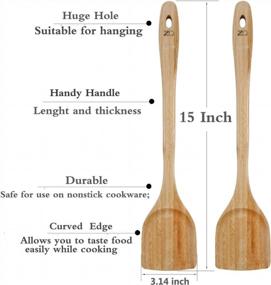 img 1 attached to Upgrade Your Cooking Game With ZZQ'S Bamboo Spatula Set - Perfect For Non Stick Cookware - Pack Of 2
