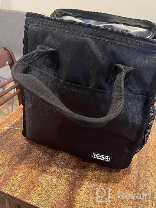 img 1 attached to Insulated Lunch Bag Women: Fmeida Reusable Black Lunch Bag With Large Side Pockets, Leakproof Womens Thermal Adult Lunchbag For Office Work Travel Picnic Bolsa De Almuerzo review by Luckie Coonrod