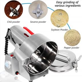 img 1 attached to Stainless Steel Electric Grain Mills Grinder - 2000G High-Speed Pulverizer For Dry Coffee, Nuts, Cereal, Flour, Corn, Seeds, Seasonings, Wheat And Condiments - CE Approved, 110V