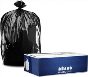 img 3 attached to 🗑️ PlasticPlace 33 Gallon Trash Bags │ 1.7 Mil Thickness │ Black Garbage Can Liners │ 33" x 39" Dimensions (Case of 100)
