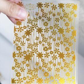 img 3 attached to Gorgeous Gold Nail Stickers: 8 Sheets Flower Vine Leaf 3D Self Adhesive Metallic Decals For Women & Girls Acrylic Gel Nails Decoration Design - AddFavor