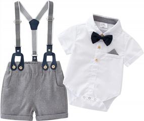 img 4 attached to Formal Infant Suits: Adorable Baby Boy Blue Shorts Set