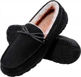 img 4 attached to Warm And Comfortable Festooning Men'S Slippers - Soft Plush Lining, Non-Slip Rubber Sole, Perfect For Indoor And Outdoor Use