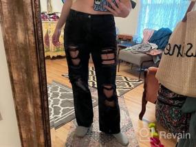 img 8 attached to Genleck женские свободные рваные джинсы-бойфренды с высокой талией мешковатые джинсовые брюки рваные широкие джинсы Y2K Mom Jeans