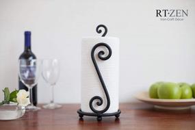 img 3 attached to RTZEN-Décor Hand Forged Wrought Iron Paper Towel Holder - Stylish Black Classic Countertop Stand