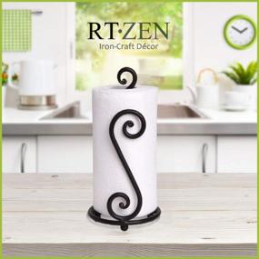 img 1 attached to RTZEN-Décor Hand Forged Wrought Iron Paper Towel Holder - Stylish Black Classic Countertop Stand