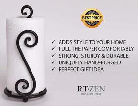 img 2 attached to RTZEN-Décor Hand Forged Wrought Iron Paper Towel Holder - Stylish Black Classic Countertop Stand