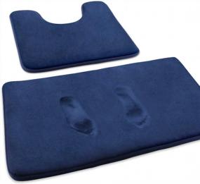 img 4 attached to Get Cozy With FEELSO Memory Foam Bath Mat Set - Non-Slip, Absorbent & Extra Soft 2 Piece Bathroom Rugs - Perfect For Tub, Shower & Bath Room - Blue