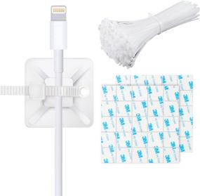 img 4 attached to 💪 50 Pack Cable Zip Ties - Heavy Duty Adhesive Cable Clips with 50 lb Tensile Strength - Premium Plastic Wire Ties for Organizing Wires (White)