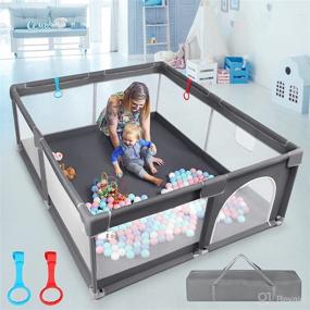 img 4 attached to 👶 Baby Playpen: 70”X59” Large Toddler Play Yard with Mesh - Safe Paradise for Kids to Play & Explore!