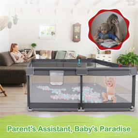 img 2 attached to 👶 Baby Playpen: 70”X59” Large Toddler Play Yard with Mesh - Safe Paradise for Kids to Play & Explore!