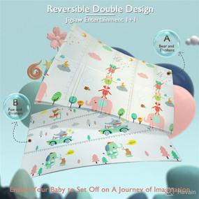 img 2 attached to 🧩 Haysofy Portable Waterproof Reversible Double-Sided Crawling Mat - 0.6" Thick Extra Large Folding Playmat