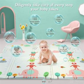 img 3 attached to 🧩 Haysofy Portable Waterproof Reversible Double-Sided Crawling Mat - 0.6" Thick Extra Large Folding Playmat