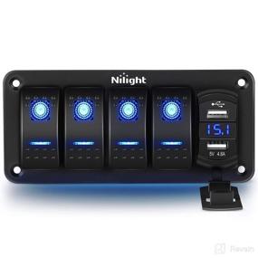 img 4 attached to 🚗 Nilight 4 Gang Rocker Switch Panel: Waterproof 12V/24V DC with Dual USB Charger & Voltmeter for Car Trucks Boats RVs - Night Glow Stickers, 2 Years Warranty