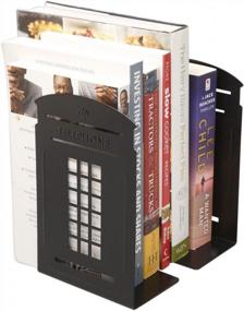 img 4 attached to Vintage London Telephone Booth Kiosk Iron Bookends - Stylish Book Organizer For Office Desk, Library, Study - Fashionable Decorative Metal Book End For Home Decoration - Perfect Gift (Black)