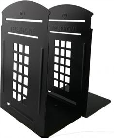 img 3 attached to Vintage London Telephone Booth Kiosk Iron Bookends - Stylish Book Organizer For Office Desk, Library, Study - Fashionable Decorative Metal Book End For Home Decoration - Perfect Gift (Black)