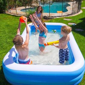 img 3 attached to Full-Sized Inflatable Swimming Pool For Family Fun - Heavy Duty Above Ground Pool For Kids, Adults, And Outdoor Backyard Pool Parties - 118” X 72” X 22” By QPAU