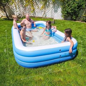 img 1 attached to Full-Sized Inflatable Swimming Pool For Family Fun - Heavy Duty Above Ground Pool For Kids, Adults, And Outdoor Backyard Pool Parties - 118” X 72” X 22” By QPAU