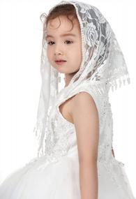 img 1 attached to Beautiful Lace Chapel Veil For Girls' First Communion - Pamor Triangle Mantilla Veils For Catholic Baptism & Latin Mass Church