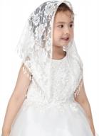 beautiful lace chapel veil for girls' first communion - pamor triangle mantilla veils for catholic baptism & latin mass church logo