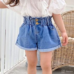 img 2 attached to 👧 Moru Denim Shorts for Toddler Girls - Stylish High Waisted Summer Jeans Short