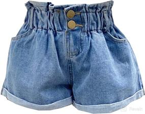 img 4 attached to 👧 Moru Denim Shorts for Toddler Girls - Stylish High Waisted Summer Jeans Short