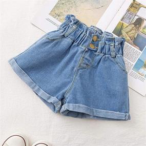 img 1 attached to 👧 Moru Denim Shorts for Toddler Girls - Stylish High Waisted Summer Jeans Short