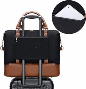 img 3 attached to Women'S Carry-On Tote Weekender Bag W/ Shoe Compartment & Trolly Handle - BLUBOON Canvas Overnight Travel Duffle Bag