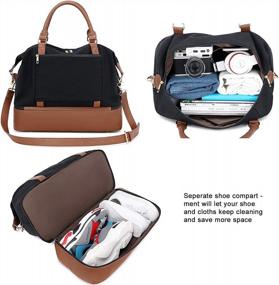 img 1 attached to Women'S Carry-On Tote Weekender Bag W/ Shoe Compartment & Trolly Handle - BLUBOON Canvas Overnight Travel Duffle Bag