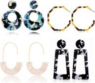 sevenstone 4 pairs acrylic earrings statement mottled hoop resin for women girls dangle boho circle tortoise shell jewelry set logo