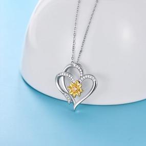 img 2 attached to Сияйте ярко с нашим ожерельем из стерлингового серебра в виде сердца с подвеской в ​​виде подсолнуха - идеальный подарок на День матери или день рождения для женщин!