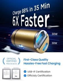 img 3 attached to 🔌 AINOPE USB C Car Charger Adapter 60W - Fast Charging PD 30W & QC 30W, Flush Fit & All Metal Design - Compatible with iPhone, Samsung and More