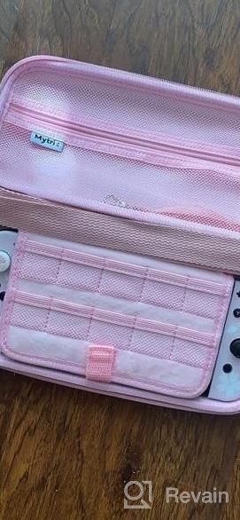 img 1 attached to Nintendo Switch OLED Carrying Case By Mytrix - Portable Hard Shell Pouch Travel Storage Bag With 10 Game Card Slots & 4 In 1 Bundle Accessories (Pink Cherry Blossoms) review by Carlos Jass