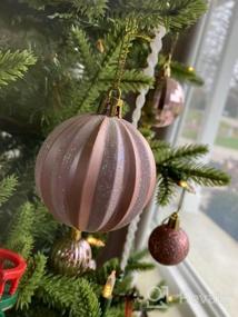 img 7 attached to Набор украшений для рождественских шаров из розового золота - 86 предметов, небьющиеся украшения для деревьев, домашних вечеринок, праздников, гирлянд и венков. В комплекте крючки для подвешивания.