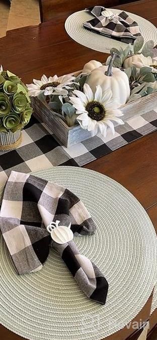img 1 attached to 100% Cotton Checkered Plaid Tablecloth Napkins – 20 X 20 Set Of 6 Aqua And White - Vibrant Colors, Soft & Absorbent. review by Brandon Carr