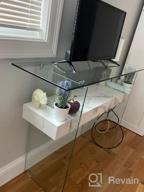 img 1 attached to Narrow & Stylish Glass Console Table With Storage: Ideal For Modern Interiors, Small Spaces & Multiple Uses review by Harry Tulsa
