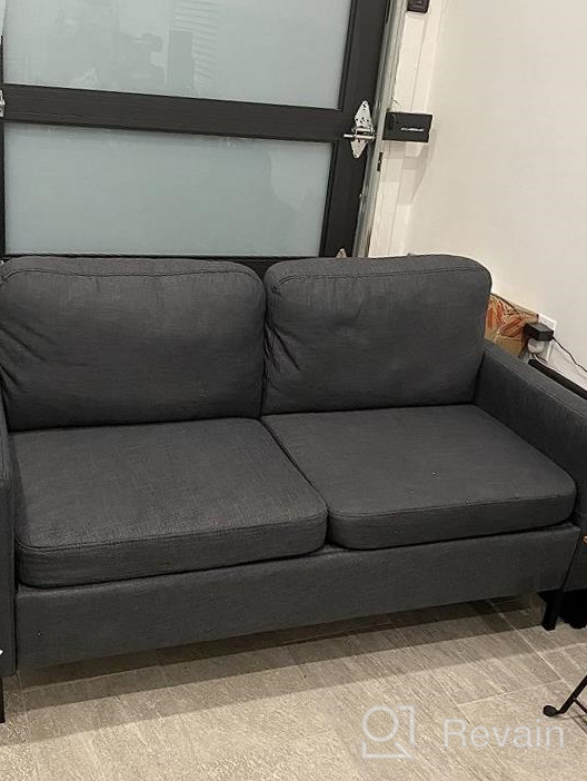 img 1 attached to Light Grey STHOUYN 56" W Fabric Loveseat Sofa With 2 USB, Small Couches For Living Room, Bedroom, Office - Easy Assembly & Comfy Cushion review by Wendy Mellgren