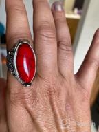 img 1 attached to Stunning Synthetic-Turquoise Ring With Tibet Silver Plating - A Fashion Must-Have! review by Carla Gallegos